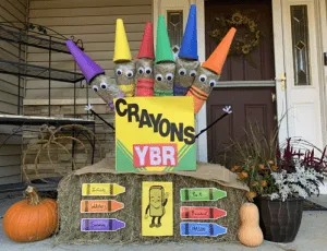 crayons scarecrow display