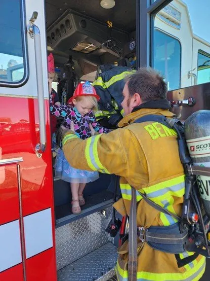fireman with preschooler
